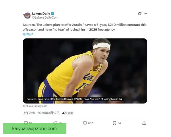 湖人超值球员里夫斯今夏吸引多队关注 或将迎来2-3年顶薪级合同